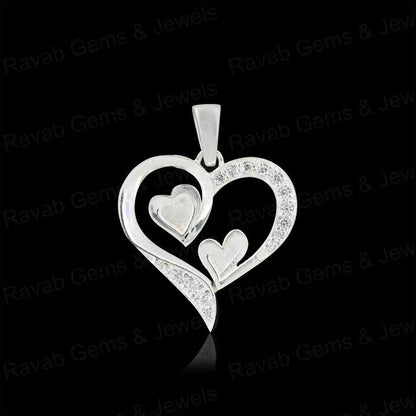 High Quality 925 Silver 24mm Double Heart With Zircon Semi Mount Blank Charm Pendant Setting Making Resin & Ashes DIY Jewelry