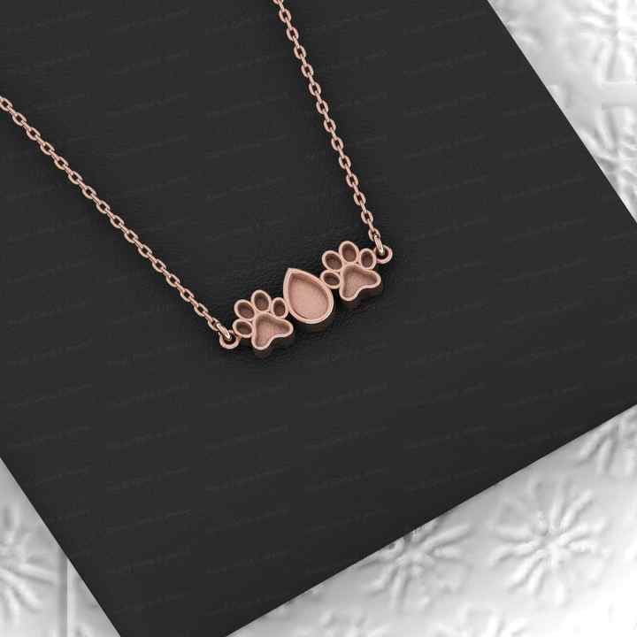 925 Silver Dog Paw Pear Collet Cup Semi Mount Premium Quality Pendant Necklace Setting Ashes Resin Jewelry Findings Components