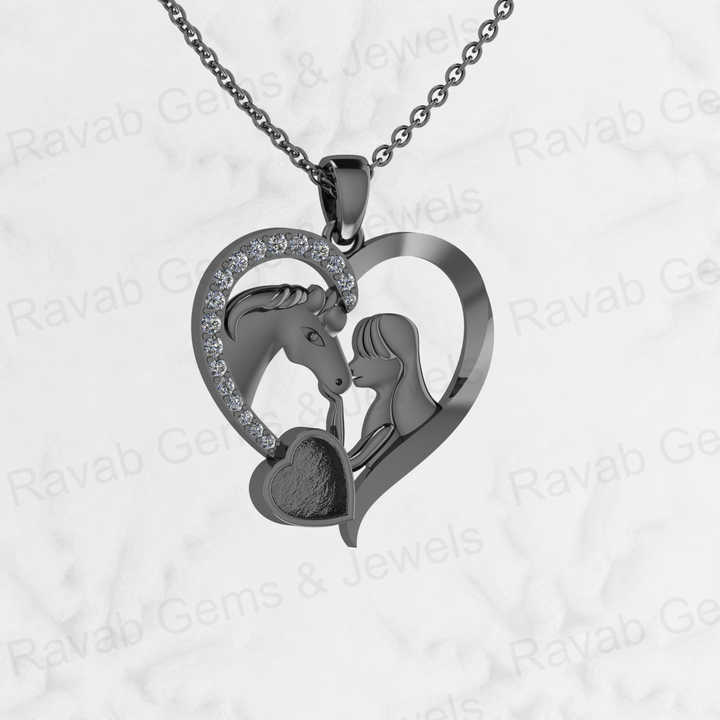 925 Sterling Silver 6mm Little Heart 23x27mm Big Heart Lovely Animal Horse And Girls Pendant Keepsake Jewelry Necklace For Women