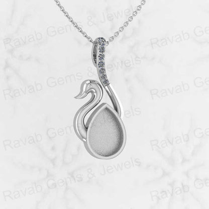 Top Selling 925 Sterling Silver 10x14mm Pear Swan Bird Charm Blank Base Pendant Setting Resin & Ashes Work Breastmilk Jewelry