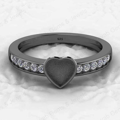 Ultimate 925 Sterling Silver 6mm Semi Mount Ring Heart Design Resin Ashes Excellent Keepsake Genuine Cremation Jewelry