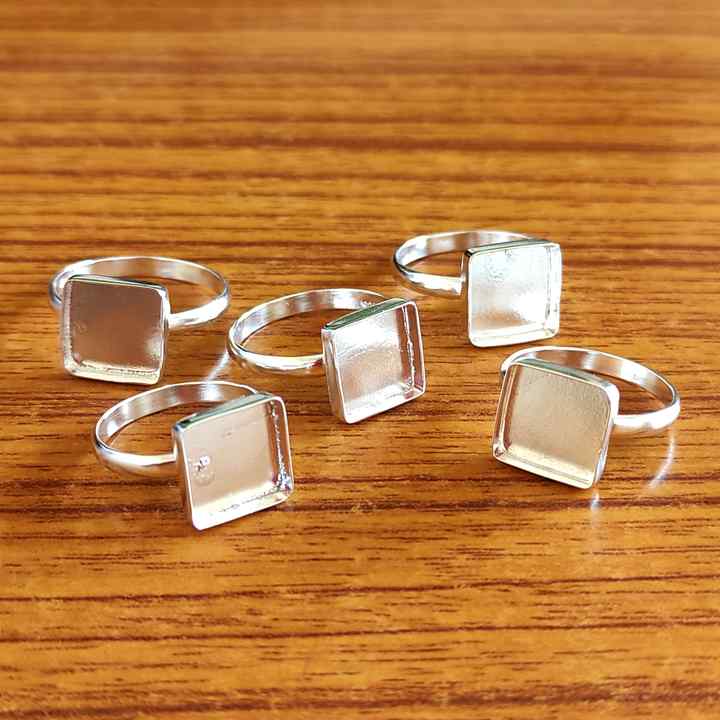 Superb 925 Sterling Silver 10mm Square Shape Semi-Mount Blank Setting Ring Good For Ashes & Resin Fill Keepsake DIY Fine Jewelry