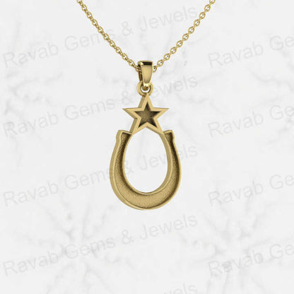 High Quality 925 Silver 32x15mm Lucky Horseshoe Star Equestrian Blank Base Charm Pendant Setting Horse Hair Keepsake DIY Jewelry