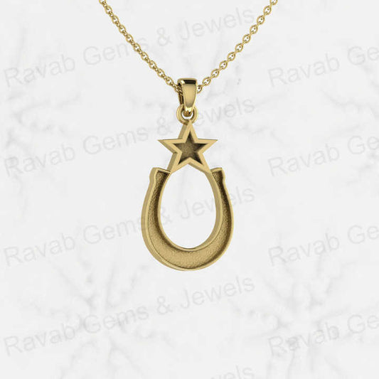 High Quality 925 Silver 32x15mm Lucky Horseshoe Star Equestrian Blank Base Charm Pendant Setting Horse Hair Keepsake DIY Jewelry