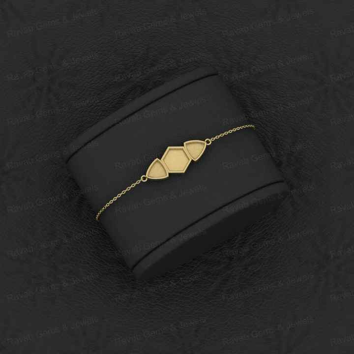 Top Quality Solid 925 Sterling Silver Hexagon & Tringle Charm Bracelet Good For Ashes & Resin Work Keepsake Breastmilk Jewelry