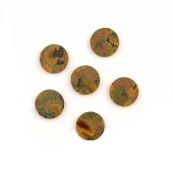12mm Natural Rainforest Jasper Smooth Double Flat Coin Calibrated Polished Loose Gemstone for Jewelry Making