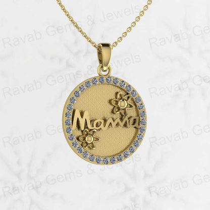 Genuine 925 Silver 25mm Circle Mother Love Initial Letter Semi Mounting Charm Pendant for Resin & Ashes Breastmilk CZ Jewelry