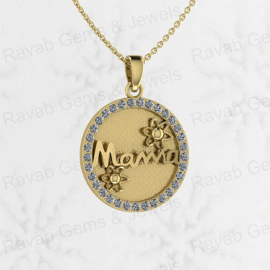 Genuine 925 Silver 25mm Circle Mother Love Initial Letter Semi Mounting Charm Pendant for Resin & Ashes Breastmilk CZ Jewelry