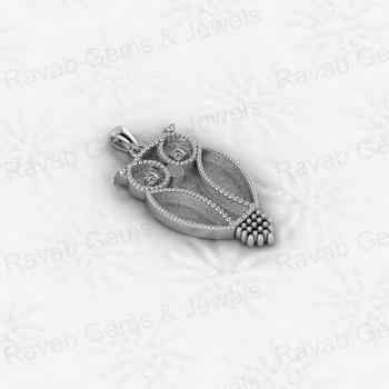 Solid 925 Sterling Silver 26x16mm Owl Symbolic Wisdom Charm Pendant Semi Mount Blank Setting Resin Jewelry Findings Components