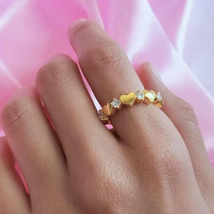 Genuine Cubic Zircon 3mm 5x6mm Heart Shape Prong Setting 18k Gold Plated Solid 925 Sterling Silver Minimalist Party Wear Ring