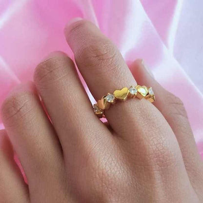 Genuine Cubic Zircon 3mm 5x6mm Heart Shape Prong Setting 18k Gold Plated Solid 925 Sterling Silver Minimalist Party Wear Ring