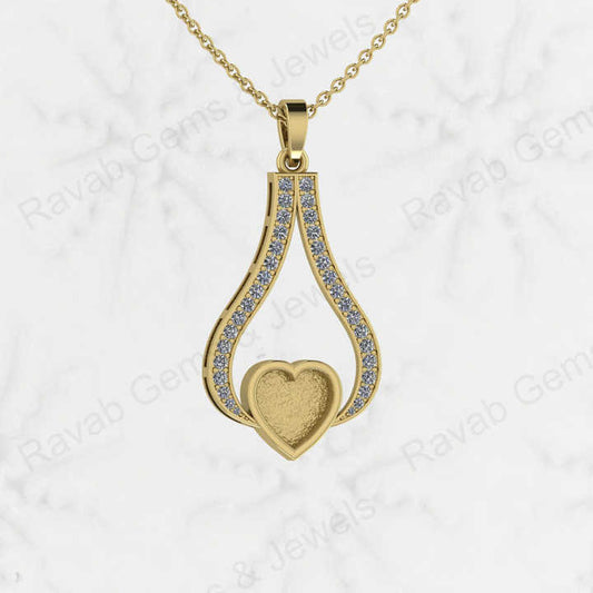 Top Quality 925 Sterling Silver With CZ 8mm Heart Semi Mounting Charm Pendant Setting for Ashes Resin Work Breastmilk Jewelry