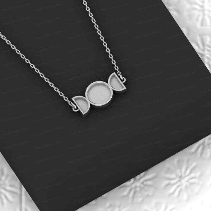 Best Quality 925 Half Moon Round Collet Bezel Cup Semi Mount Charm Pendant Necklace Setting Jewelry Findings Components