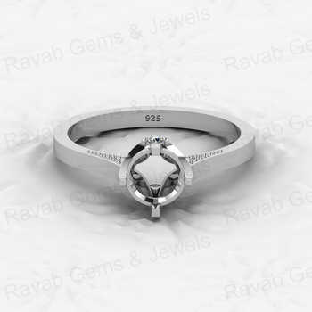 High Quality 925 Solid Silver 6mm Setting 4 Prongs Semi Mounting Crafted CZ Eternity Band Solitaire Ring Jewelry Components