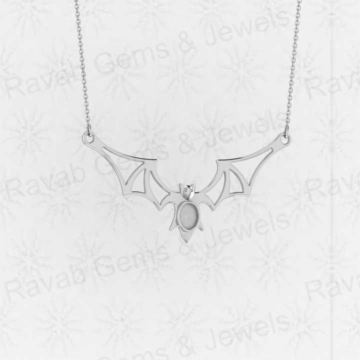 Top Quality Genuine 925 Sterling Silver 34x67mm Bats Fly Semi Mounting Blank Charm Pendant Setting Resin Ashes Work DIY Jewelry