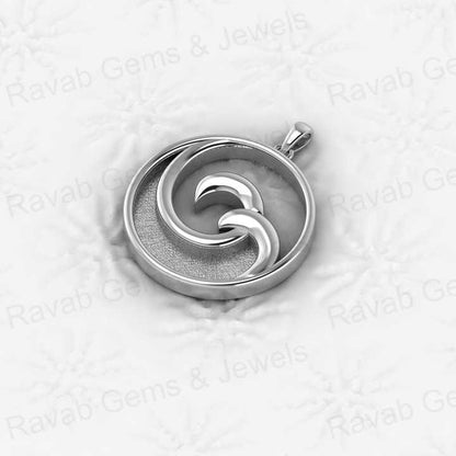 Top Quality 925 Sterling Silver 25mm Wave Line Circle Blank Setting Setting Charm Pendant for Resin Ashes Work Necklace Jewelry