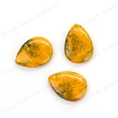 Top Rare 16x22mm Natural Bumble Bee Jasper Pear Shape Cabochon Gemstone Hand Polish Loose Stone for Making Fine Jewelry