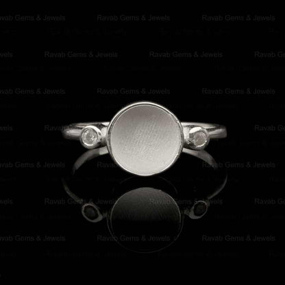 Top Selling 925 Silver 8mm Round Cup Zircon Semi Mount Blank Bezel Setting Empty Ring Good for Gemstone & Resin Ashes Jewelry