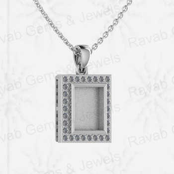 8x10mm Rectangle CZ Blank Bezel Setting High Quality 925 Solid Silver Pendant Charm Breastmilk DIY Keepsake Jewelry Findings