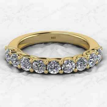 New Arrival 925 Sterling Silver Round Brilliant CZ Cut Half Eternity Gold Vermeil Engagement Gift Women's Ring Custom Jewelry