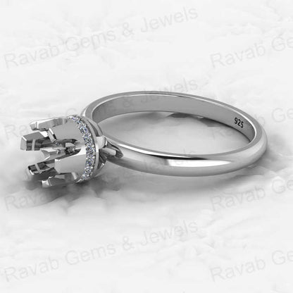 Genuine Solid 925 Sterling Silver Solitaire Round Semi Mount Blank Setting Ring Good for Ashes & Resin Work Breastmilk Jewelry