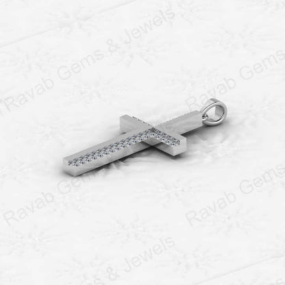 Christmas Sale Solid 925 Sterling Silver Rhinestone Cries Cross CZ Pave Jesus Necklace Pendant for Men & Women Fine Jewelry