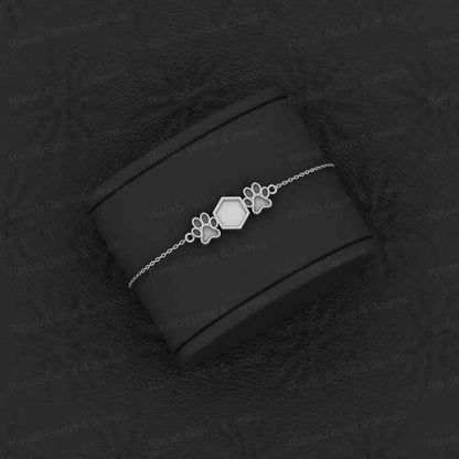 Superb Quality Solid 925 Sterling Silver Hexagon & Dog Pow Semi-Mount Bracelet Good For Ashes & Resin Work Keepsake Breastmilk
