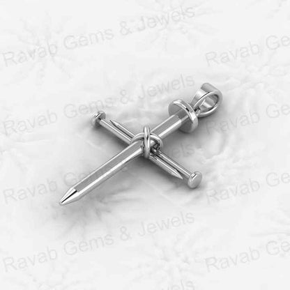Top Quality Genuine 925 Sterling Silver 24x30mm Crucifixion Nail Cross Pendant 18" Necklace Christmas Keepsake Handmade Jewelry