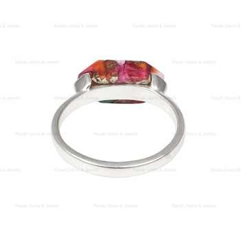 Hot Selling 8x16mm Oyster Copper Kingman Turquoise Gemstone Bezel Sterling Silver Fine Ring for Women Wedding Gift Jewelry