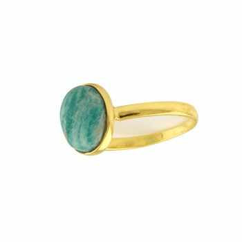 Top Class Solid 925 Sterling Silver Genuine Amazonite Bezel Setting Ring Unisex 10x14mm Oval for Women Handmade Fine Jewelry
