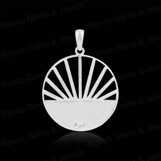 High Quality 925 Silver 25mm Inclusions Sunset Blank Bezel Charm Pendant Setting Keepsake Breastmilk Memorial Jewelry Components