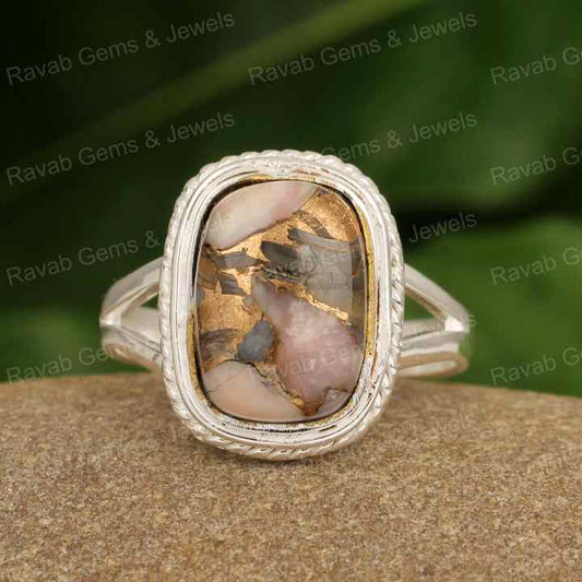 Best Selling 10x14mm Solid 925 Sterling Silver Women's Ring Handmade Unique Designer Opal Octa Cushion Shape Natural Pink Fine