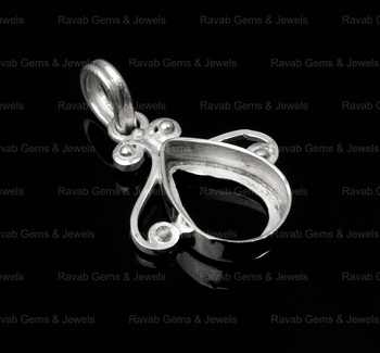 High Quality 925 Silver 8x10mm Pear Drop Semi Mounting Blank Charm Pendant Bezel Setting for DIY Jewelry Findings & Components
