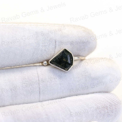 Superb Quality Natural Green Moss Agate Ring Sterling 925 Silver 10x10mm Faceted Bezel Setting Adjustable Ring for Fine Women