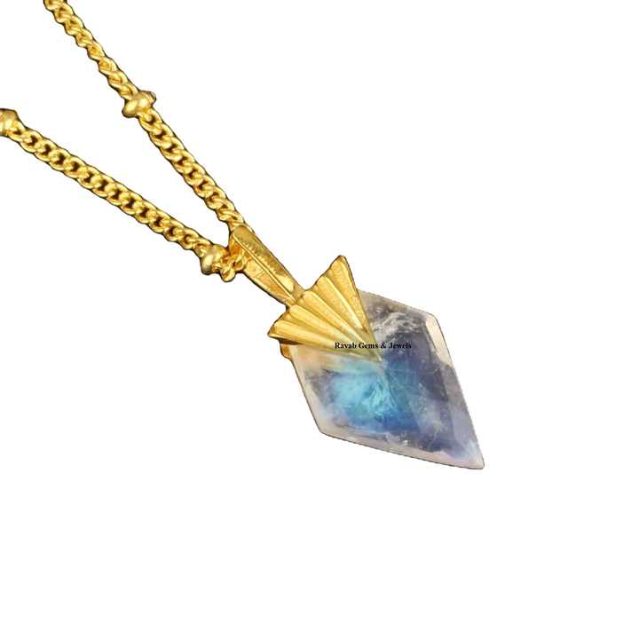Best Selling Beautiful Rainbow Moonstone 18k Gold Plated Sterling Silver Dainty Minimalist Chain Pendant Necklace for Women
