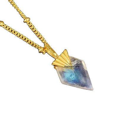 Best Selling Beautiful Rainbow Moonstone 18k Gold Plated Sterling Silver Dainty Minimalist Chain Pendant Necklace for Women