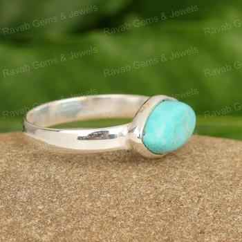 Genuine Arizona Turquoise Marquise Shape 8x16mm Solid 925 Sterling Silver Bezel Fine Hot Selling Women's Party Handmade Ring