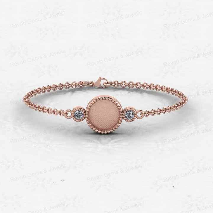 High Quality 925 Silver 18K Gold 10mm Round Coin Bezel Cup Base Semi Mount Setting CZ Chain Bracelet Jewelry Findings Components