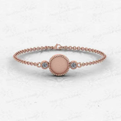 High Quality 925 Silver 18K Gold 10mm Round Coin Bezel Cup Base Semi Mount Setting CZ Chain Bracelet Jewelry Findings Components