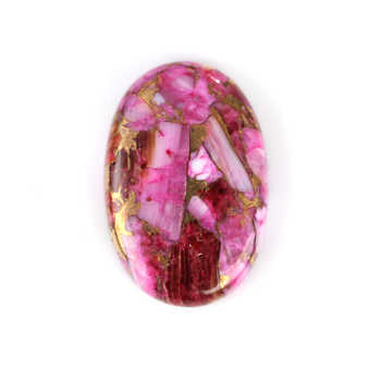 20x30mm Pink Spiny Oyster Bronze Copper Shell Smooth Oval Shape Flatback Cabochon Calibrated Loose Gemstone for Jewelry Making