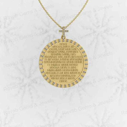 Solid 925 Silver Embossed Lords Catholic Prayer Crucifix Religious Jesus Cross Charm Pendant With CZ for Christian Fine Jewelry