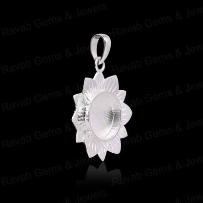 20mm High Quality 925 Silver Sunshine Sunflower Blank Base Pendant Setting DIY Ashes Resin Keepsake Jewelry Findings Components