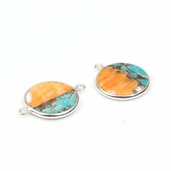 Best Selling 12mm Double Hole Bail Charm Connector Pretty Spiny Oyster Copper Turquoise Stone Fine Pendants Charms Jewelry