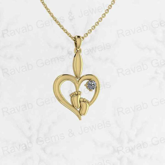 Top Quality Genuine 925 Silver 25mm Love Heart & Baby Feet Dainty CZ Charm Pendant Necklace Valentine Gift Keepsake Fine Jewelry