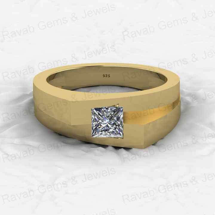 Superb Quality Solid 925 Sterling Silver 5mm CZ Brilliant Square Cut Ultimate Designer Ring for Men's Fine Handmade Jewelry