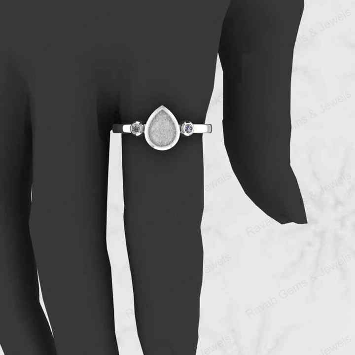 High Quality 925 Sterling Silver 6x8mm Pear Estelle Semi Mount Band Ring Good Resin Ashes Work Keepsake Jewelry Findings Supply