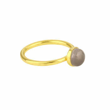 8mm Beautiful Genuine Gray Moonstone Solid 925 Sterling Silver Handmade Jewelry Polished Gold Plated Thin Band Ring for Women