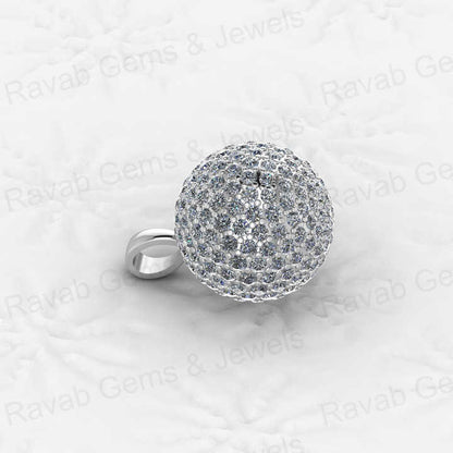 New Arrival Solid 925 Sterling Silver 13mm Ball Round With Micro Pave Zircon Diamond Disco Pendant Necklace Keepsake Jewelry
