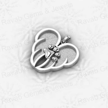 Solid 925 Silver 25mm Angel Wings With Dog Paw Semi Mounting Setting Charm Pendant Necklace Resin Ashes Work Jewelry Findings