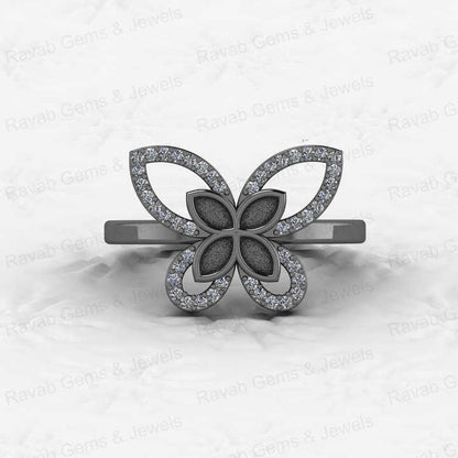 Solid 925 Silver Semi Mounting Blank Base Ring 2x4mm Marquise Butterfly CZ Resin Ashes Work Keepsake DIY Jewelry Findings